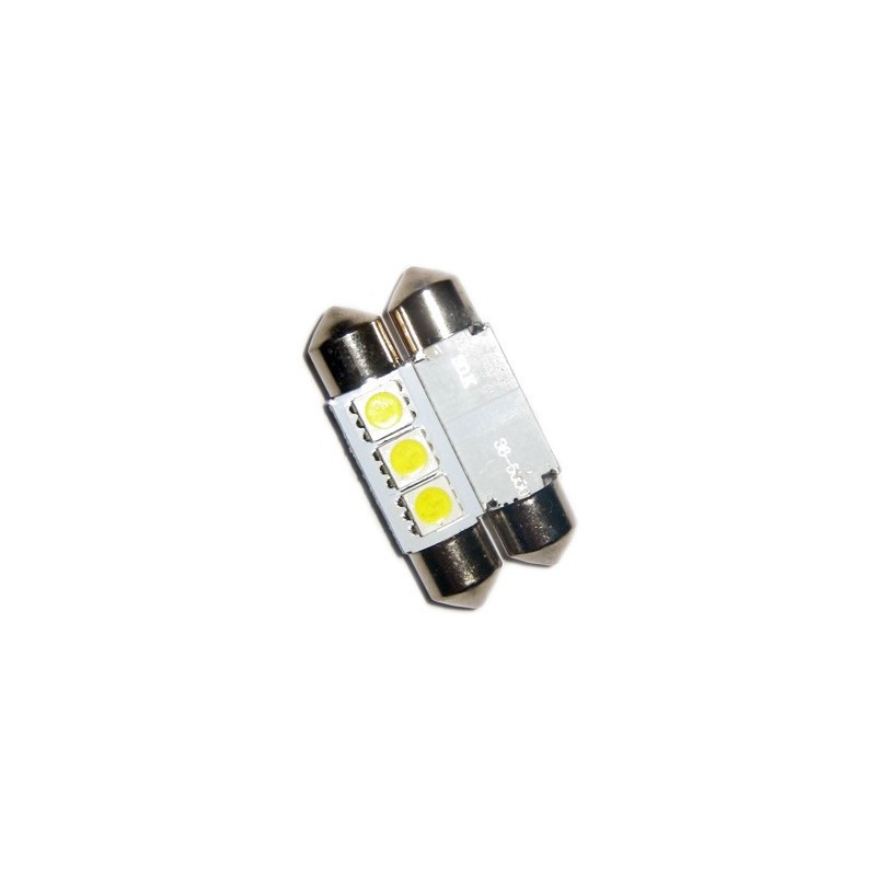 Lot De 10 Ampoules LED 239 C5W Pour Plaque D'immatriculation Et Intérieur Voiture - 12V 5W, Dimensions 11x38 Mm