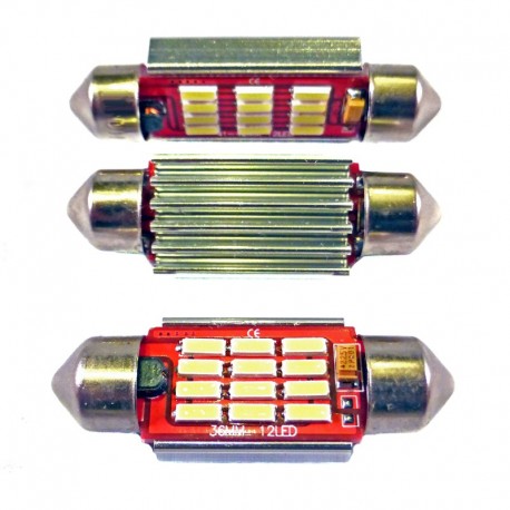 Ampoule Navette (festoon) C5W, C10W à 12 leds 4014 9-30v