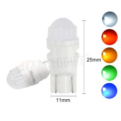 Ampoule Led T10 W5W céramique à 3 leds 2835 24 volts